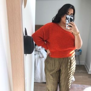 Orange one shoulder Knit sweater